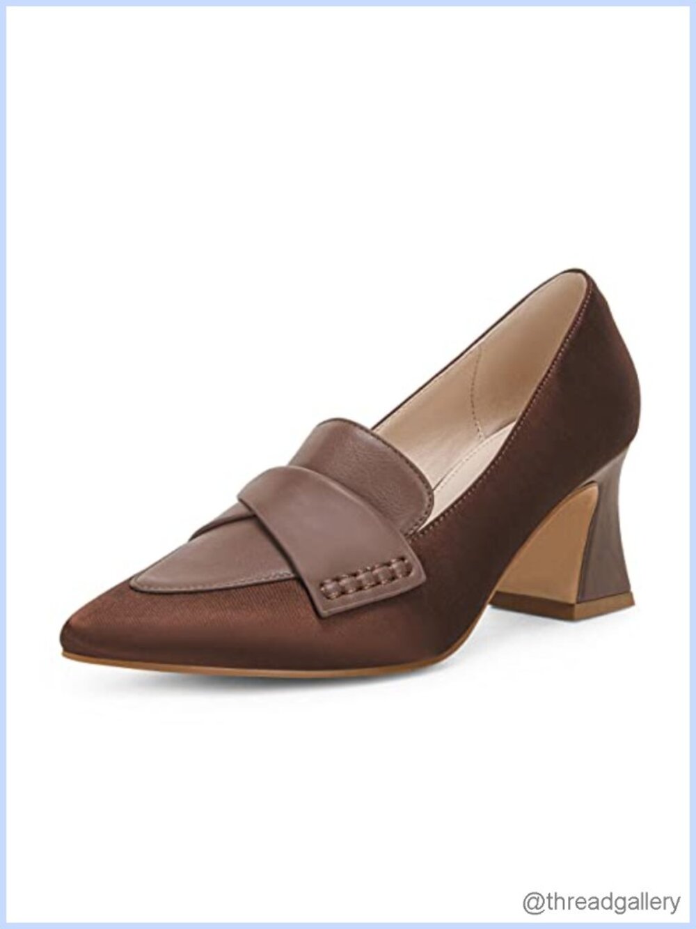Womens Chunky Block Low Heels Pointed Toe Stitching Work Office Pumps